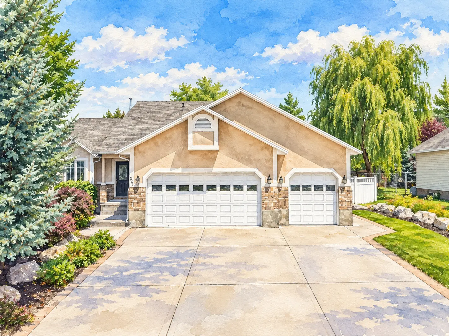 Watercolor illustration of the home at 829 E 380 N in Heber City