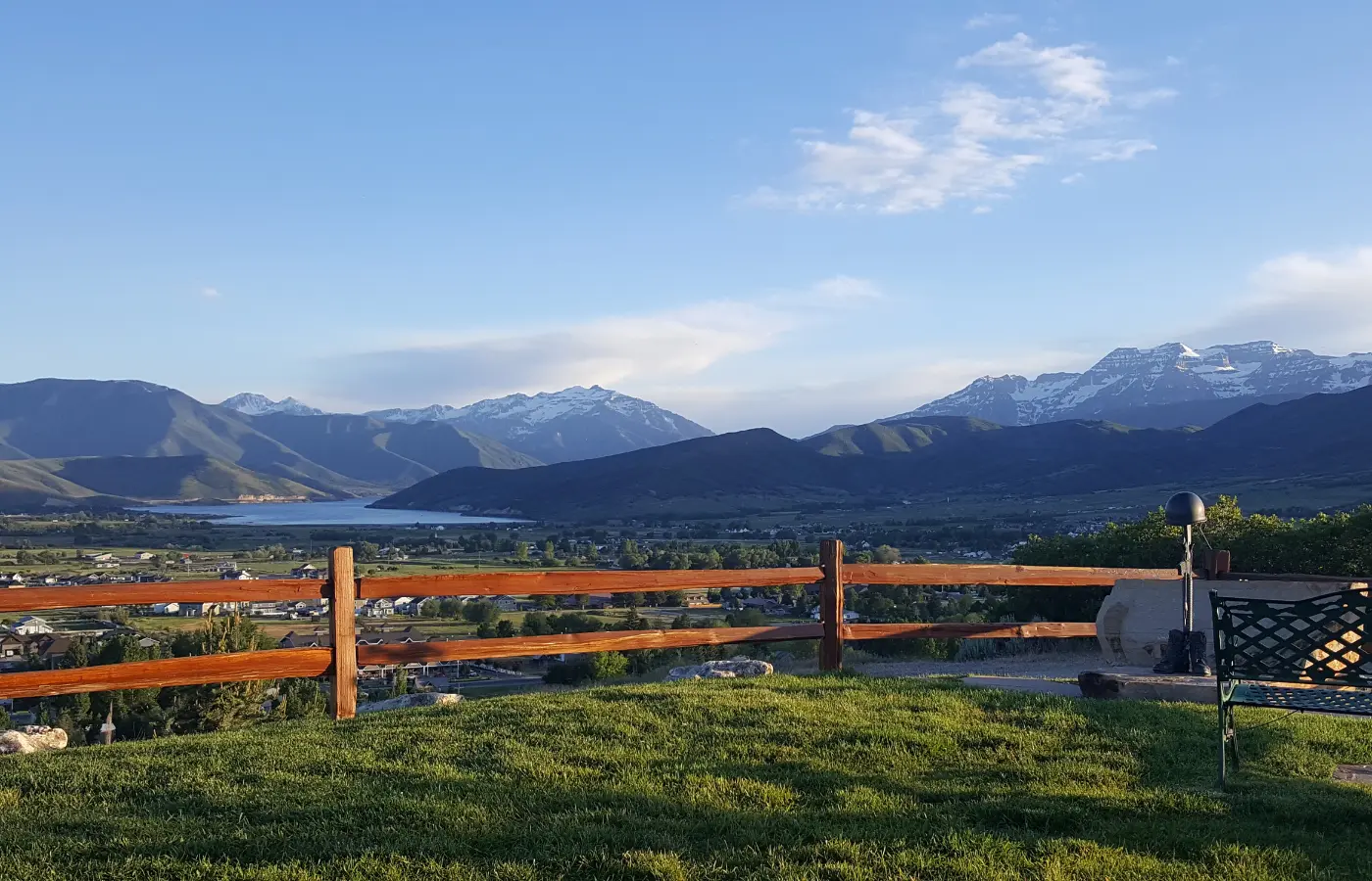 Midway Utah town and Heber Valley landscape with Wasatch Mountains near Park City