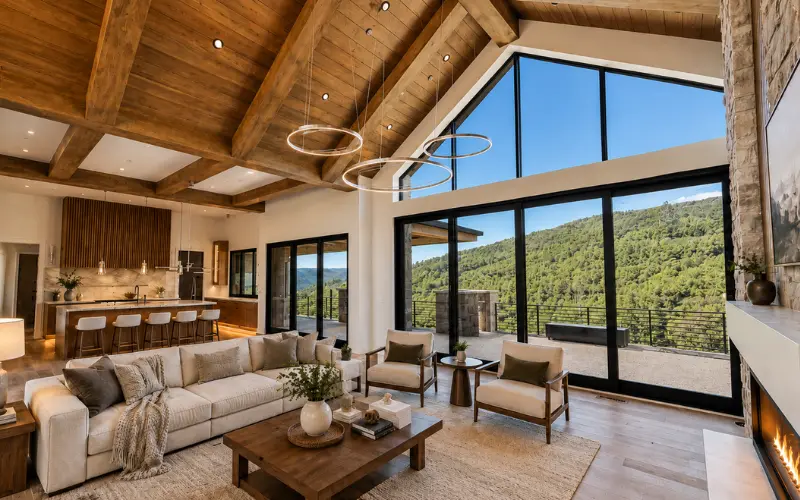 Staged Park City luxury home interior prepared for listing photography