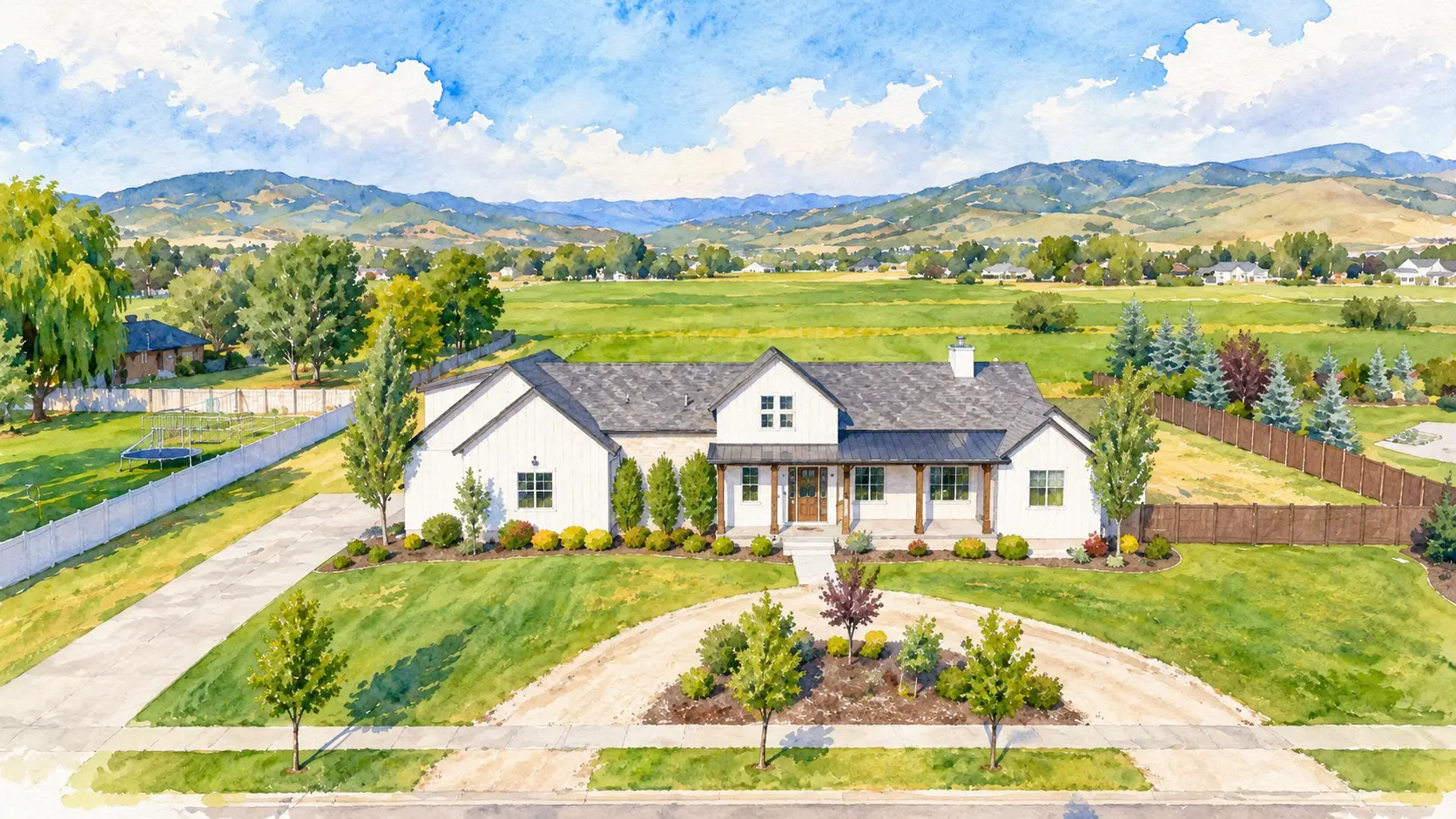 Watercolor illustration of 1271 S Red Filly Road in Heber City