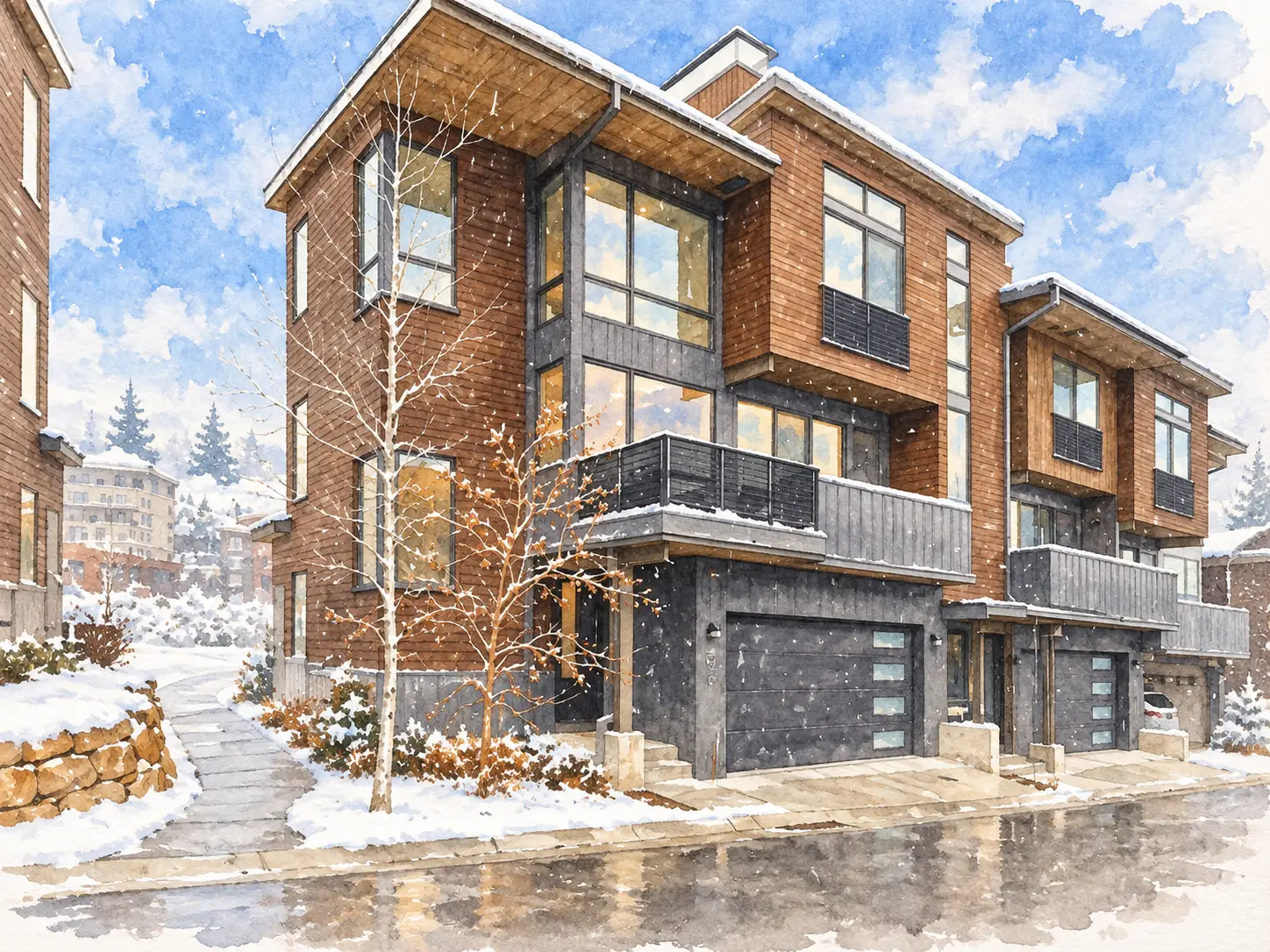 Watercolor community view of The Ridge at Canyons Village