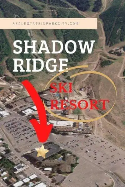 Aerial view of Shadow Ridge condominiums at the base of Park City Mountain Resort