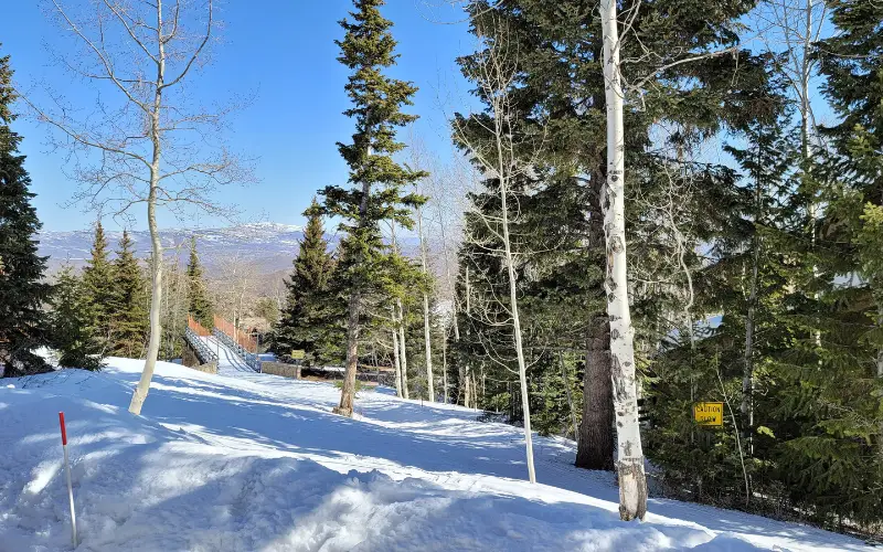 Ski run view in Upper Deer Valley with direct slope access homes