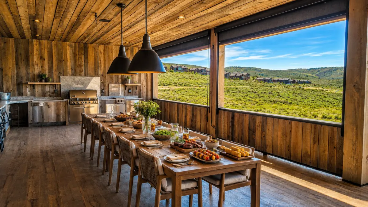 Luxury second home outdoor living at Victory Ranch near Park City Utah