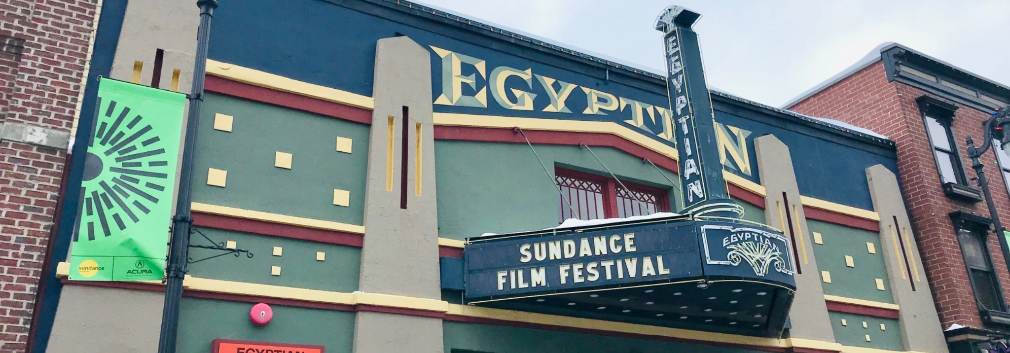 Egyptian Theatre marquee in Park City, Utah during the Sundance Film Festival