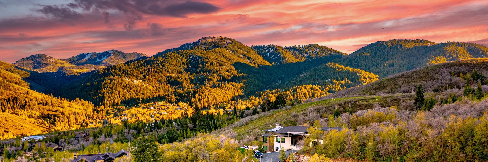 Luxury home in Park City, Utah at sunset with mountain views—ideal setting for seller's guide